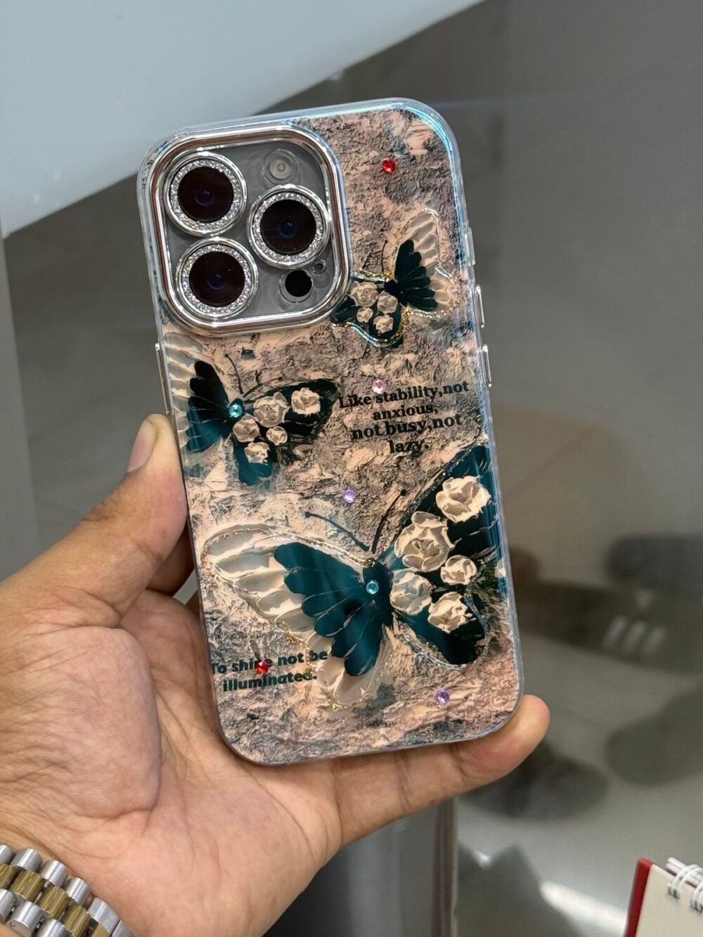 Luxury Butterfly Stone Case for iPhone With Camera lens