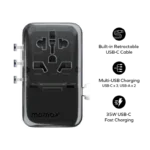 MOMAX 1-World+ Flow 4-Port Travel Charger With Built-In USB-C Cable 35W - Image 2