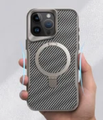RMO brand carbon design case with backstand wireless charging support available for iphone - Image 2